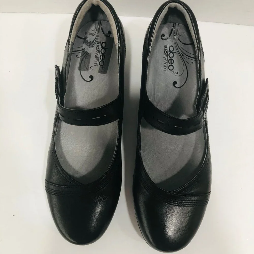 Abeo Black Mary Jane Shoes Women 8N Leather Whimsigoth Minimalist Goth‎ Witchy